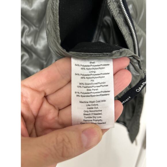 Calvin Klein Performance Gray Quilted Down Puffer Vest Large Outdoor Active - Picture 13 of 15